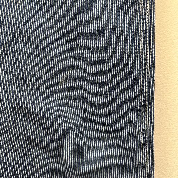 Gap VTG Y2K Blue White Hickory Stripe Denim Overalls Railroad Workwear Utility - Picture 9 of 15